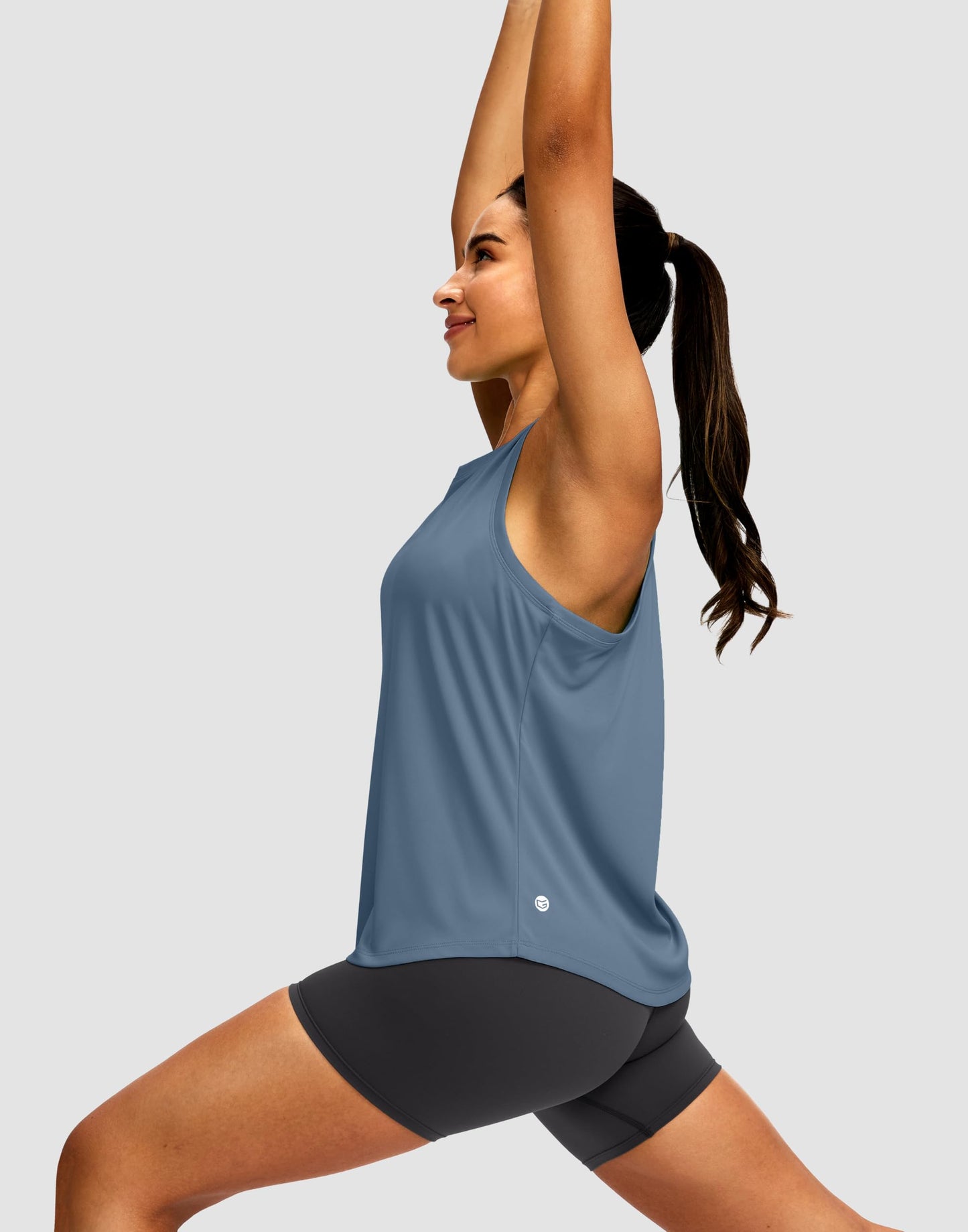 Women's Workout Tops Racerback Athletic Tank Tops Sleeveless Loose Fit Yoga Running Gym Shirts for Women(Slate Blue,L)