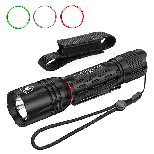 WARRIORLAND 1600 Lumen Tactical Flashlight, Compact Handheld Flashlight with Max Beam Distance 473 Meters, IP68, EDC Flashlight with Rechargeable Battery, Outdoor, Camping and Emergency