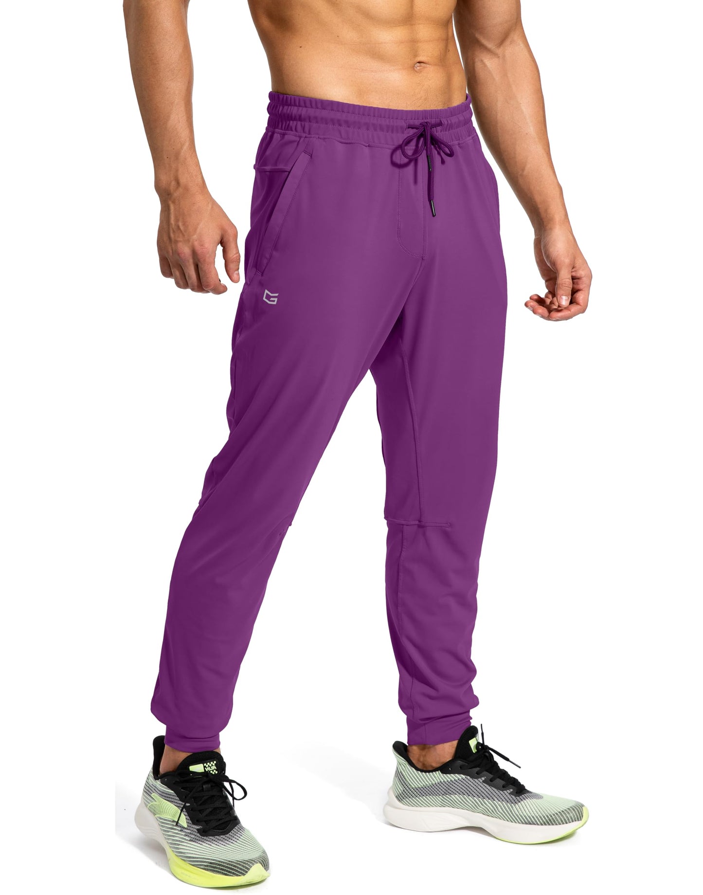 Men's Sweatpants with Zipper Pockets Athletic Pants Traning Track Pants Joggers for Men Soccer, Running, Workout (Purple, Medium)