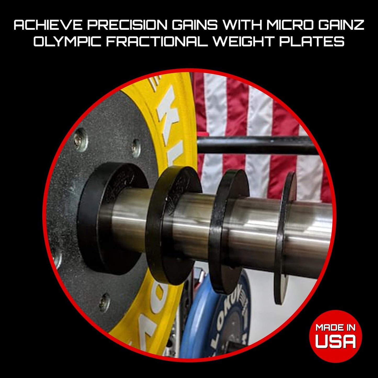 Micro Gainz Olympic Fractional Weight Plates Set, 10 Piece Olympic Weight Plates Set with Bag, Designed for Olympic Barbells for Strength Training and Micro Loading, Made in USA
