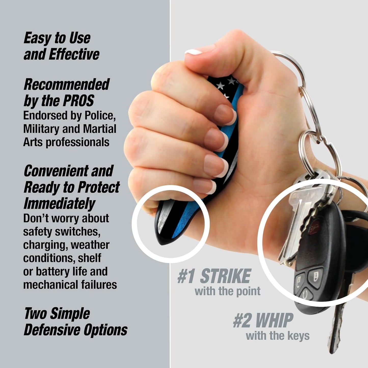 MUNIO Self Defense Keychain – Lightweight, Stylish & Portable Safety Tool for Women & Men – Non-Lethal Kubotan, Easy to Use, TSA Approved – Made in USA
