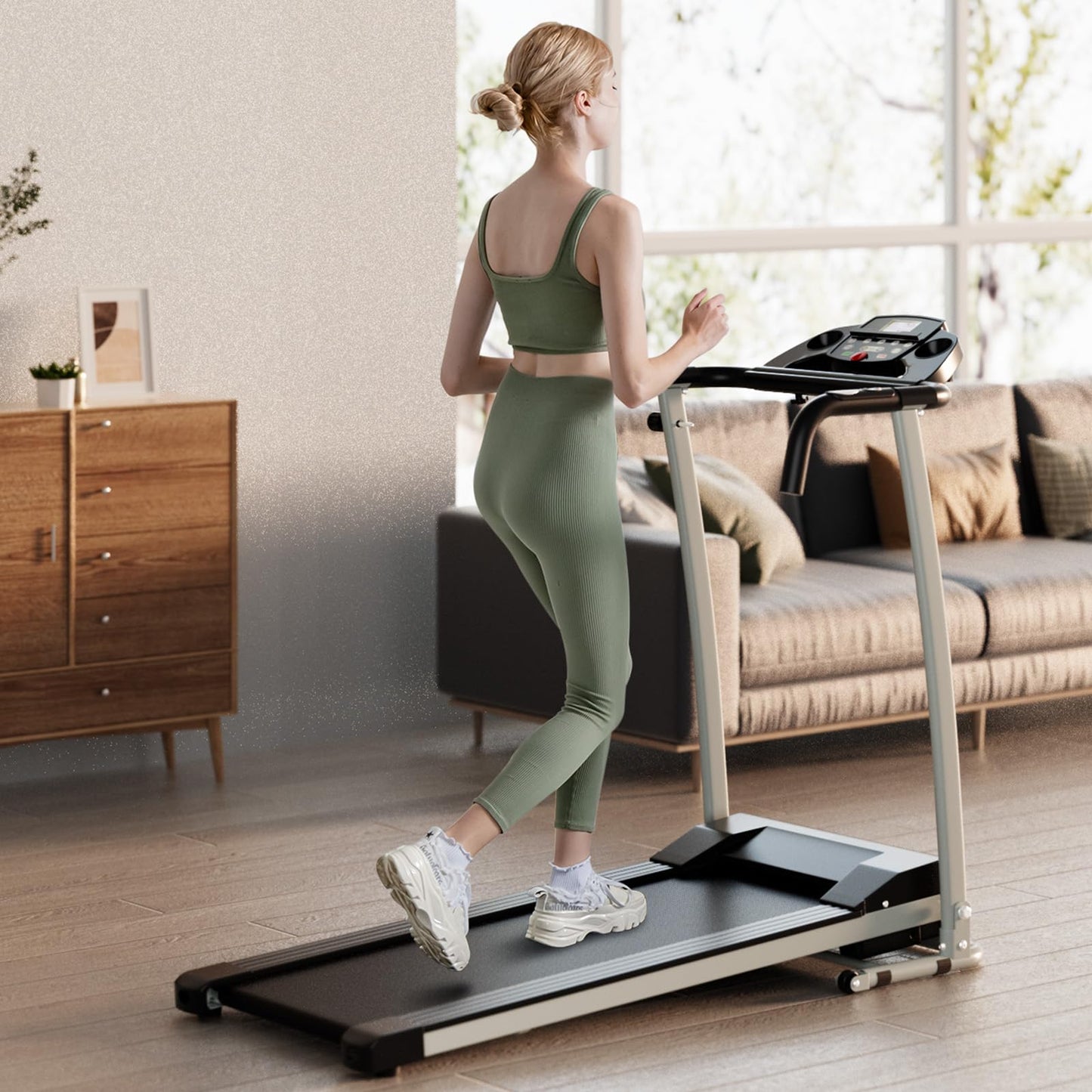 Goplus Foldable Treadmills for Home, Freestanding Folding Treadmill with 12 Preset Programs, Adjustable LCD Display, Pulse Sensors, Portable Compact Treadmill for Walking and Jogging (Black)
