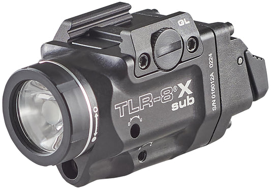 Streamlight 69411 TLR-8X sub 500-Lumen Rail-Mounted Tactical Weapon Light with Integrated Red Aiming Laser Exclusively for Glock 43X/48 MOS/Rail Only, Black