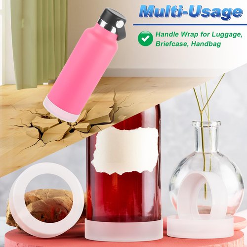 Cosmos 4 Pcs Water Bottle Protective Bottom Sleeve Boot Anti-Slip Bottom Cover Bottle Bumper Compatible with Hydro Sport Flask 12-40 Oz Water Tumbler Mug Cup, Silicone, Assorted Sizes (Frosted Clear)