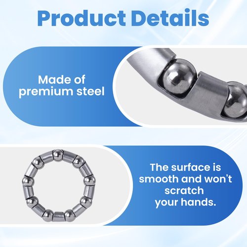 Pndeyo 4pcs 1/4" x 9 Balls Bike Ball Bearing Retainer, Stainless Steel Bottom Brackets Bearings, Axle Wheel Ball Crank Bearings Repair Accessories for Mountain Low Speed Bikes- Black