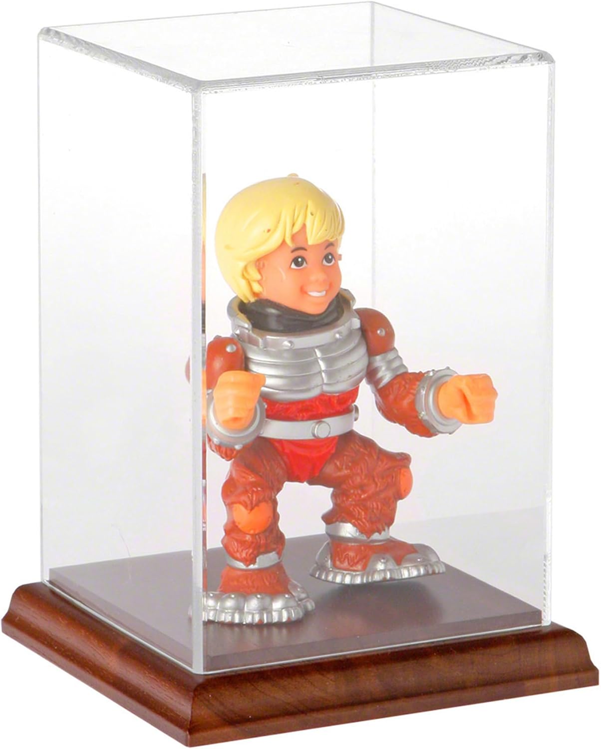 Plymor Clear Acrylic Display Case with Hardwood Base, 4" W x 4" D x 6" H