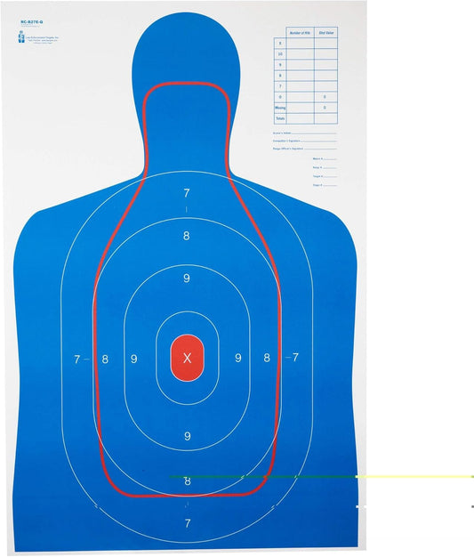 Action Target B-27E and FBI Q Combination Target, 100 Pack, Blue/Red, RC-B27E-Q-100