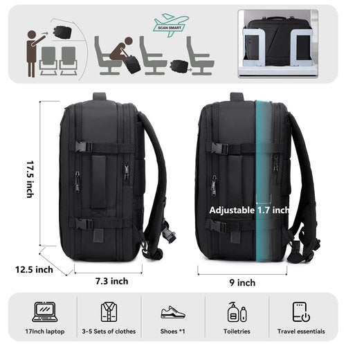 Victoriatourist Carry on Travel Backpack & Sling Bag for Men Women | Extra Large 40L Flight Approved Expandable Suitcase & Shoulder Crossbody Backpack Chest Bag Daily Travel Casual Hiking Daypack