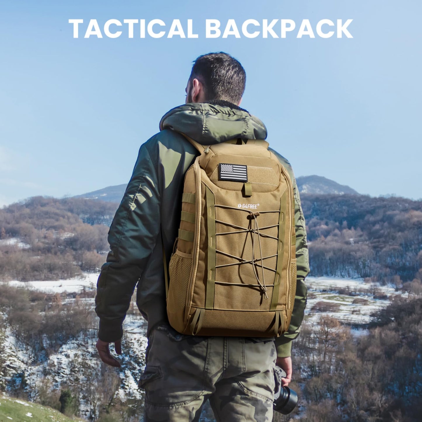 G4Free 45L Military Tactical Backpack 3 Day Assault Survival Molle Pack for Hiking Camping Traveling(Tan)