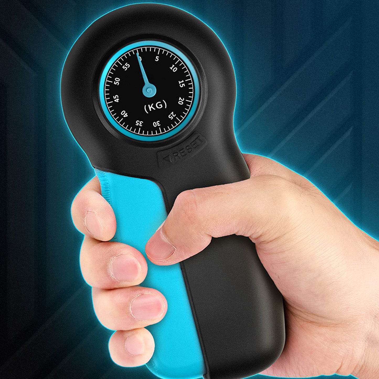 Hand Dynamometer for Athletes, Ergonomic Hand Grip Strength Tester for Forearm Wrist Training Measurement (Blue Black)
