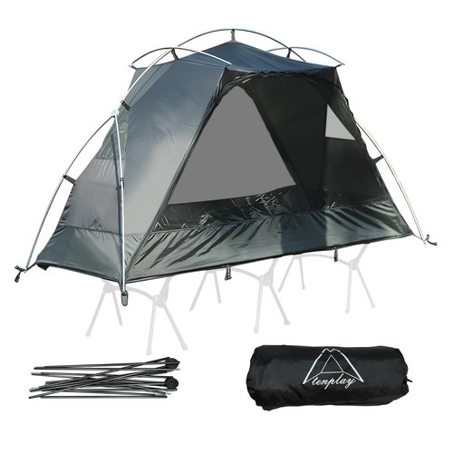 TENPLAY 1 Person Lightweight Camping Cot Tent with Carry Bag, Well-Ventilated Tents with Mesh Windows, Easy Setup, Infinity Expansion Inner Tent for Camping Traveling Hiking Backpacking Backyard
