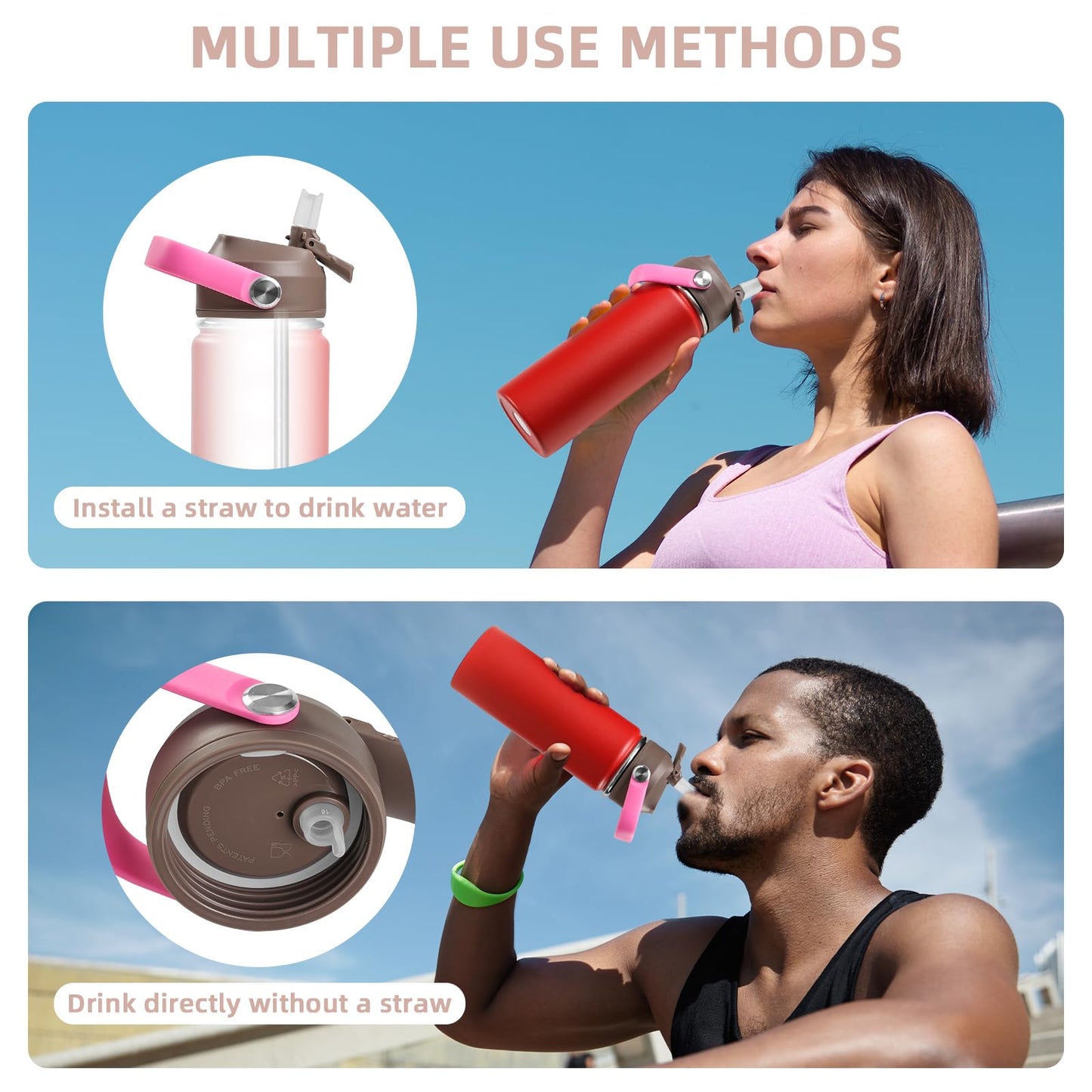 Hydro Flask Wide Mouth Straw Lid Compatible with 20/32/40 oz (Gray)