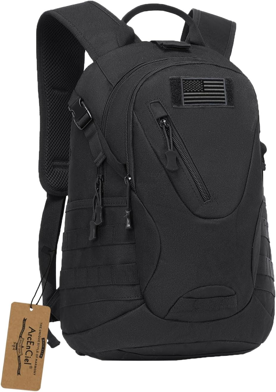 ArcEnCiel 15L Motorcycle Backpack Tactical Bag Rucksacks for Outdoor Camping Trekking Hunting with Patch