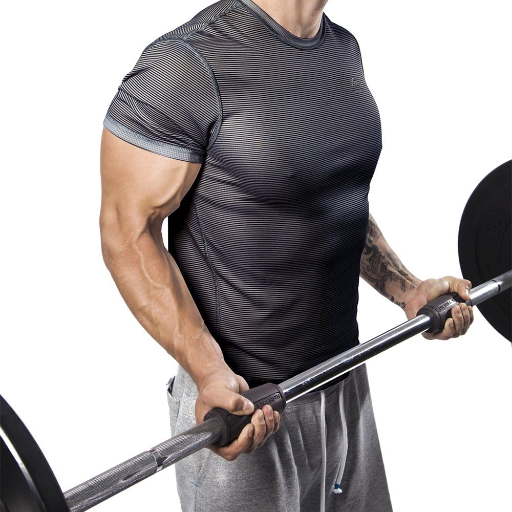 Iron Bull Strength Alpha Grips 2.0 - Extreme Arm Blaster - Best Dumbbell and Barbell Thick Bar Adapter (Charcoal)