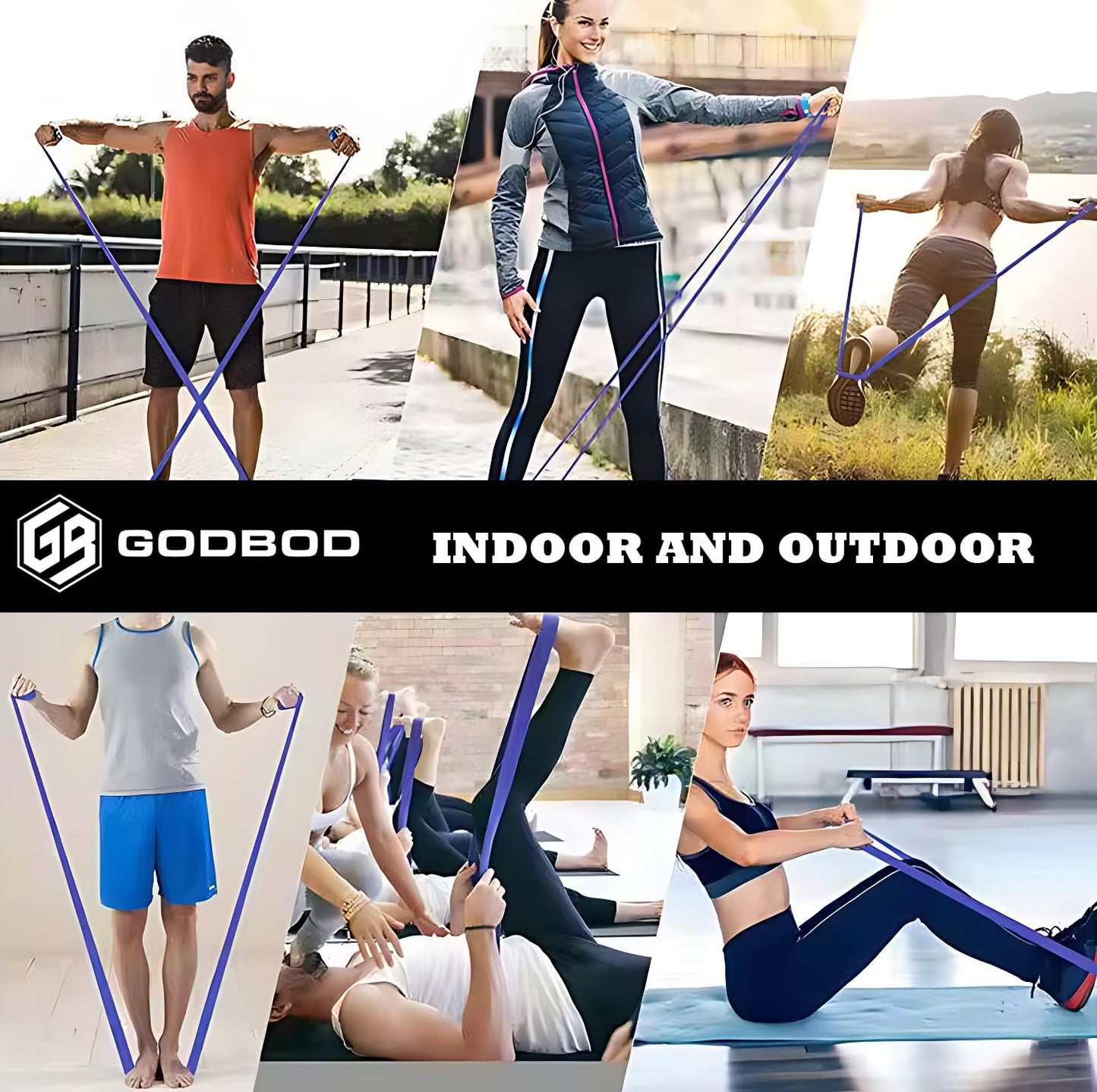 GODBOD Resistance Bands Set – 5 Long Loop Bands for Home Workouts, Pull-Ups, Physical Therapy & Recovery – Heavy to Light Exercise Bands with Carry Bag – Durable Fitness Bands for Men & Women