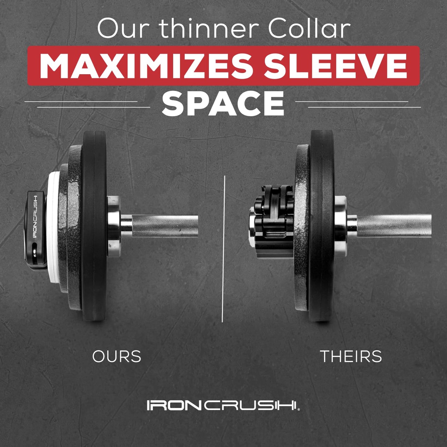 Iron Crush Olympic Barbell Clips - Adjustable & Slim Gym Clamps for Maximum Weight Capacity - Quick Release Barbell Collar Bar Locks for Weight lifting Fitness Training (Black)