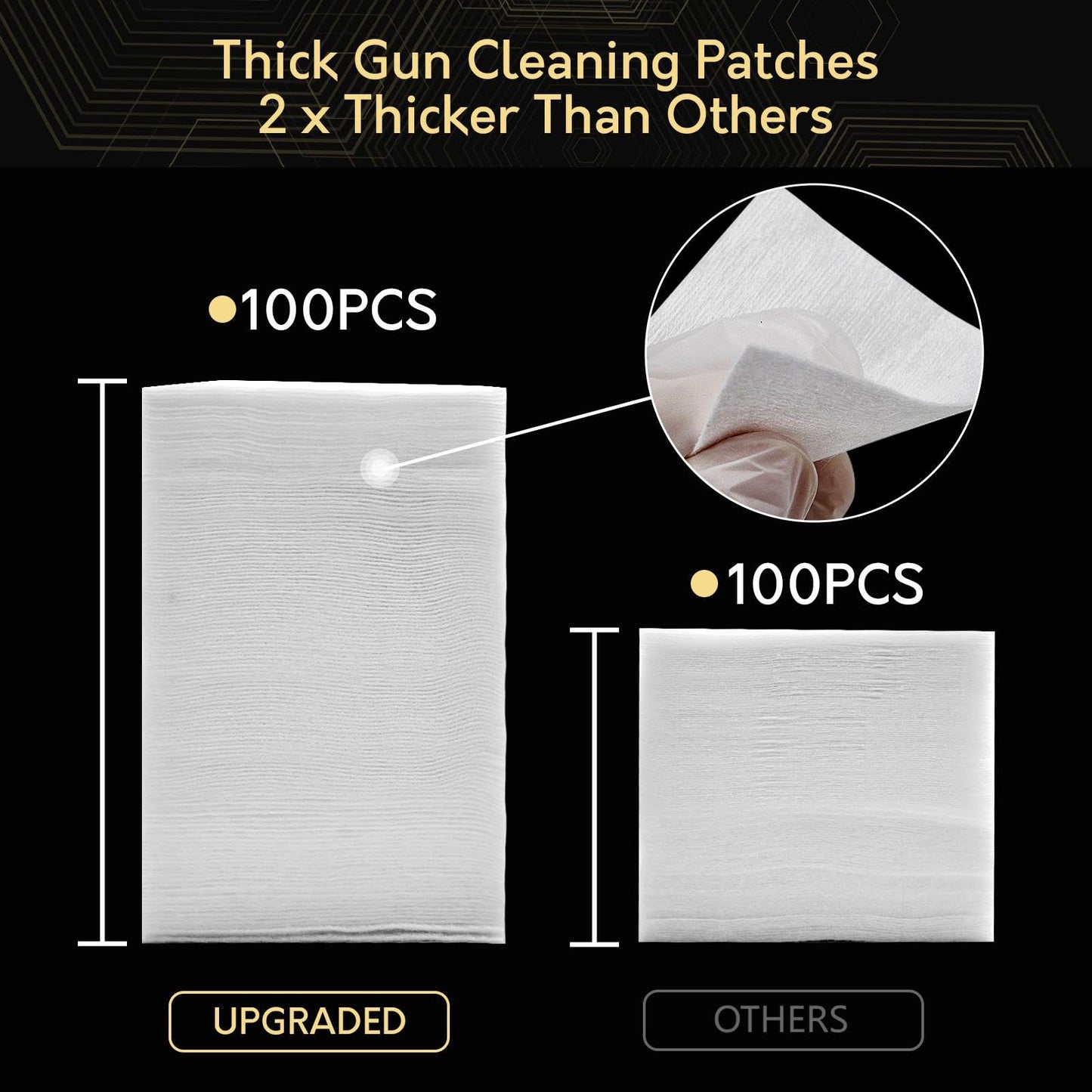 900PCS Gun Cleaning Patches in Storage Box - Thick, Highly Absorbent, Lint Free, 2"x2" Cleaning Patches for Firearms 9mm, 38-.45 Cal