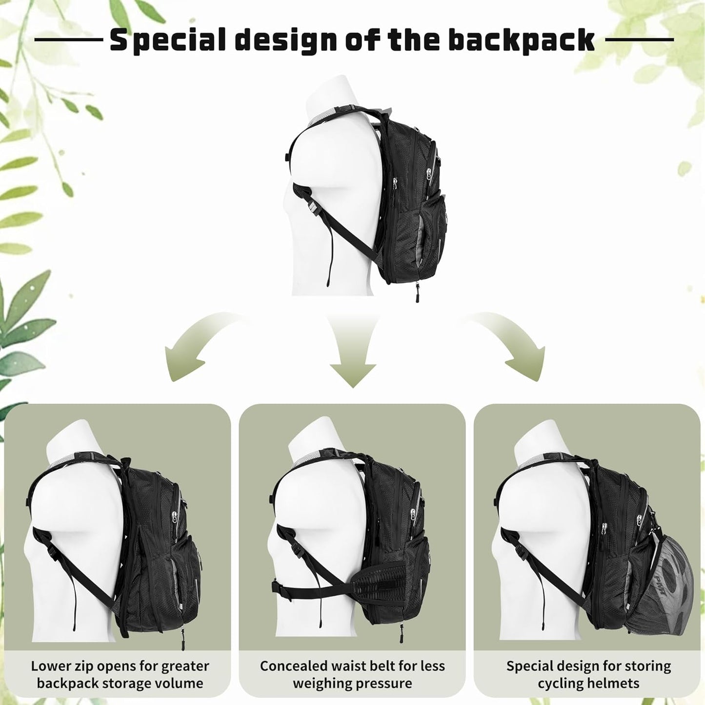 ONTYZZ Bicycle Backpack 12L Unisex Nylon Waterproof Bicycle Shoulder Rucksack Travel Backpack