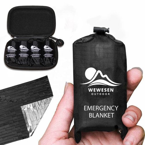 WEWESEN OUTDOOR Mylar Emergency Blankets 4 Pack of Extra Large Thermal Foil NASA Designed Space Blankets for Camping, Hiking, Rescue, and Car Use - Reflective Heavy Duty Survival Blanket
