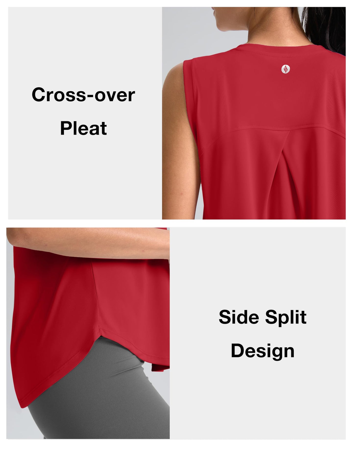 SANTINY Women's Sleeveless Workout Tops Breathable Lightweight Active Tennis Yoga Shirts Athletic Running Tank Tops for Women (Chilli Red_XXL)