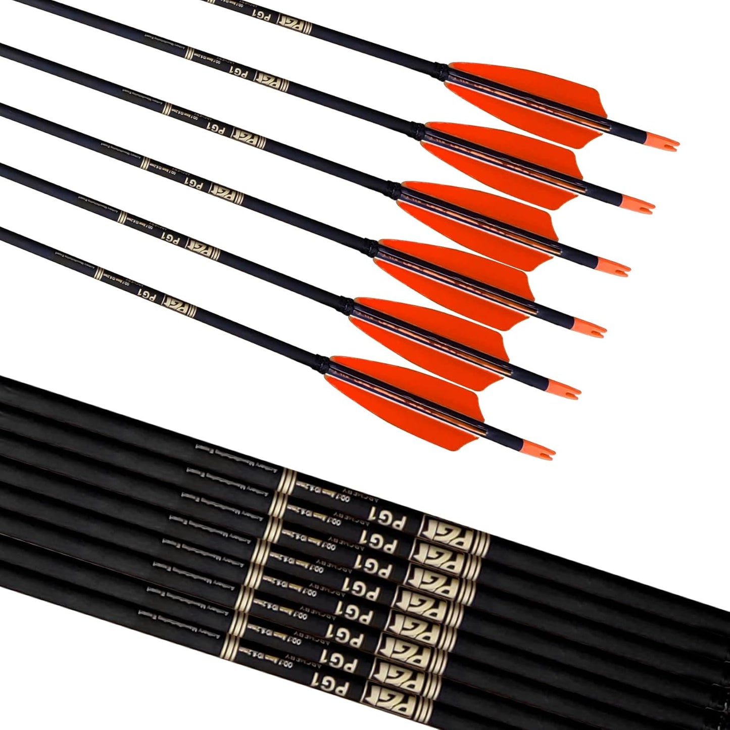 31-Inch Carbon Arrows Target Practice Hunting Arrow with 4" Shield Fletching spine 500 Arrows for Recurve Bow LongBow Compound Bow(Pack of 6)