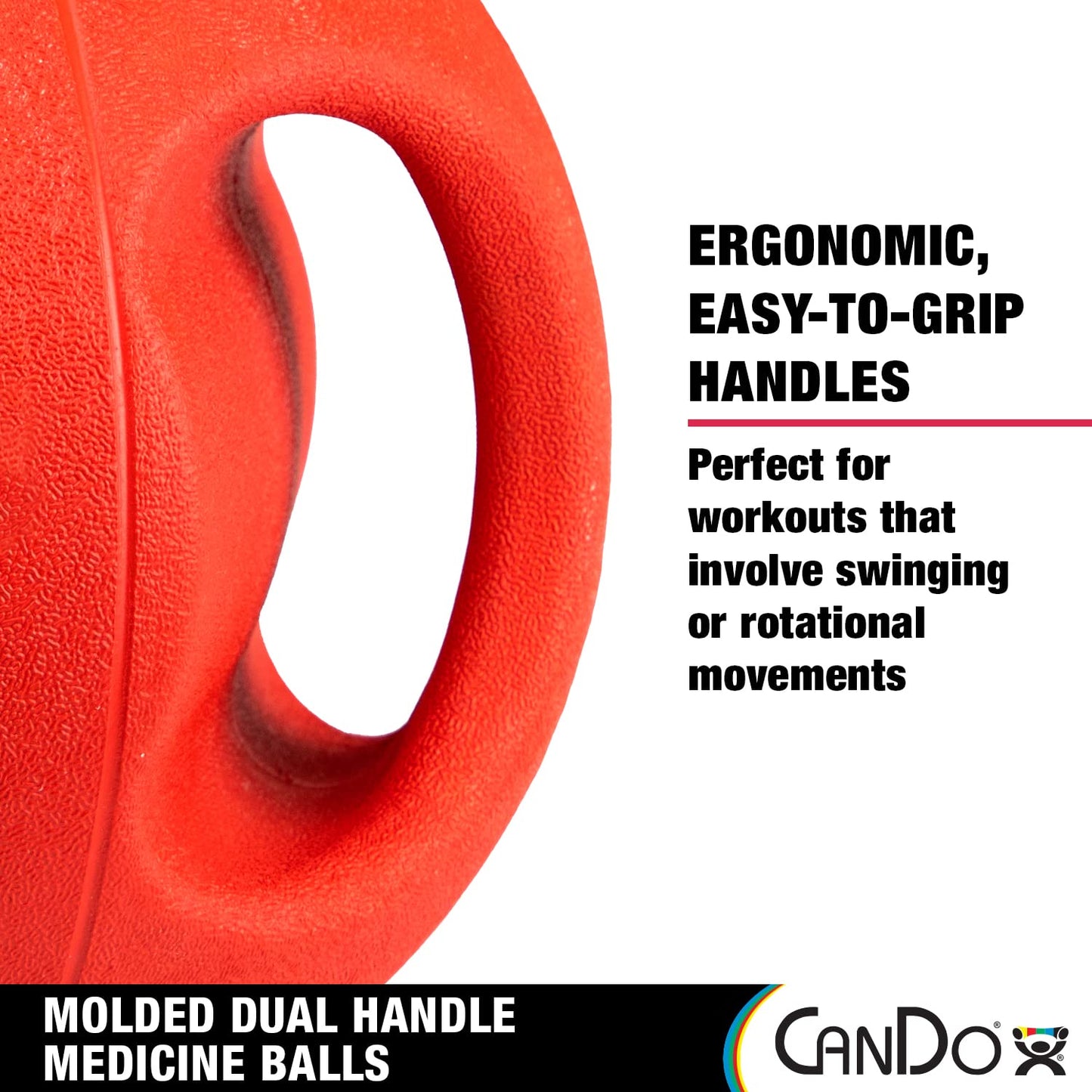 CanDo Molded Dual-Handle Medicine Ball for Strength Training, Core Workouts, Warmups, Cardio, and Plyometrics with Handles for Home and Clinic Use
