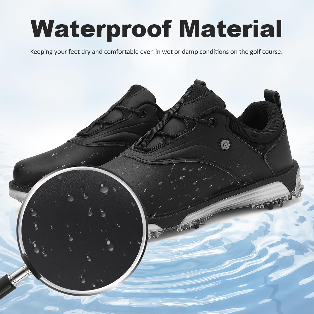 ULTIANT Mens Golf Shoes Waterproof Fixed Spikeless Sole Comfortable Outdoor Sport Shoes Size7.5-13(Black,41)