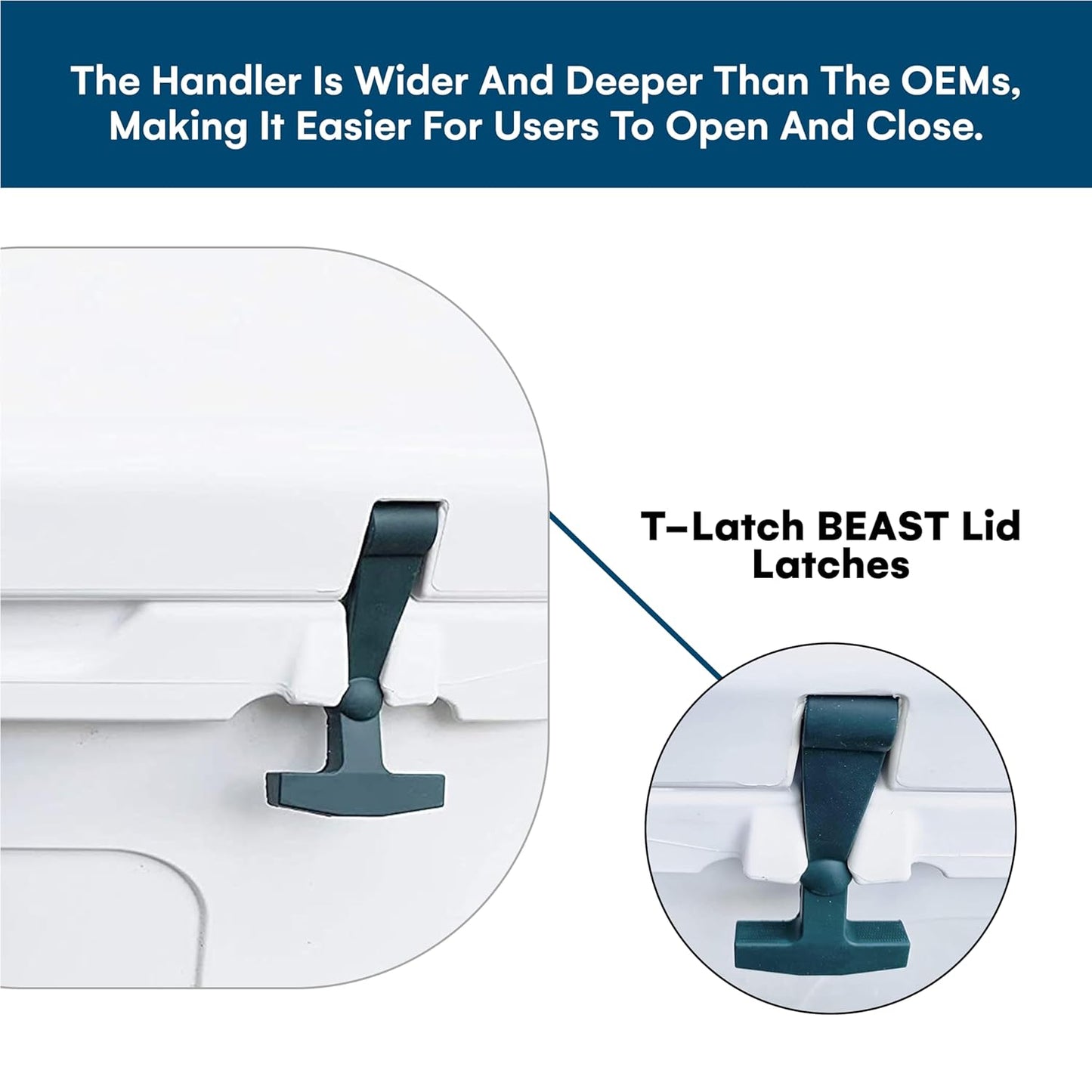 Beast Cooler Accessories 2-Pack Replacement Lid Latches for Yeti and RTIC - Black Rubber, Cooler Latches Replacement for Yeti, RTIC, and More - Hard Handle Grips, 20 Inches