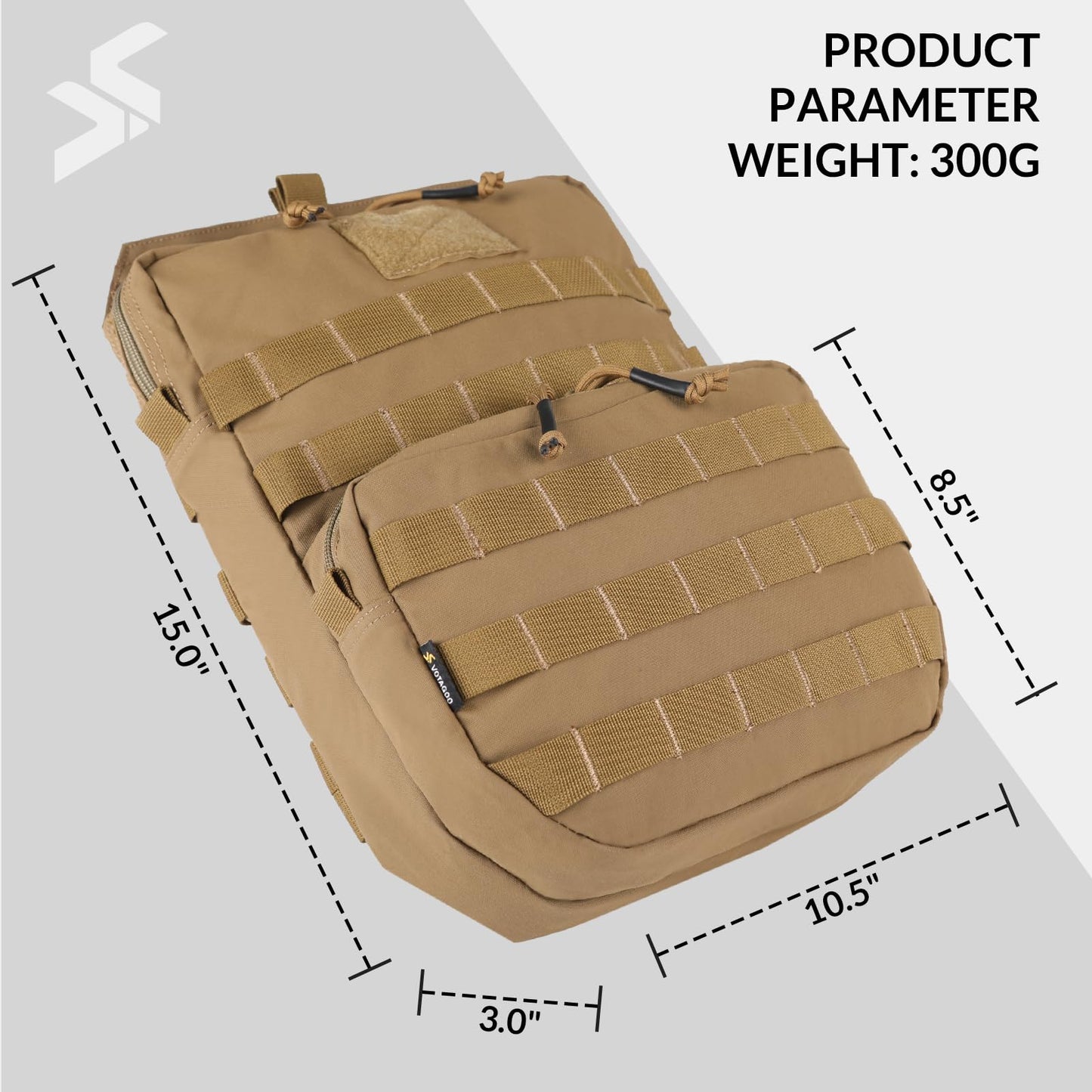 VOTAGOO GEAR Tactical Molle Hydration Pack 3L Hydration Carrier Pack Water Reservoir Bag for Molle Vest Backpack