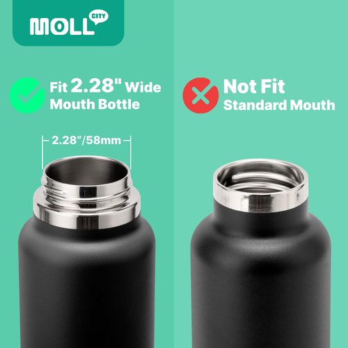 Mollcity Spout Lid Fit for HydroFlask & Takeya Wide Mouth Water Bottle 12 oz 16 oz 18 oz 20 oz 32 oz 40 oz-Top Replacement Chug Lid, BPA Free