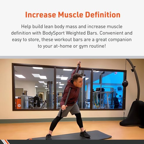 Body Sport Weighted Bars, Weight Lifting Bars for Strength Training and Sculpting