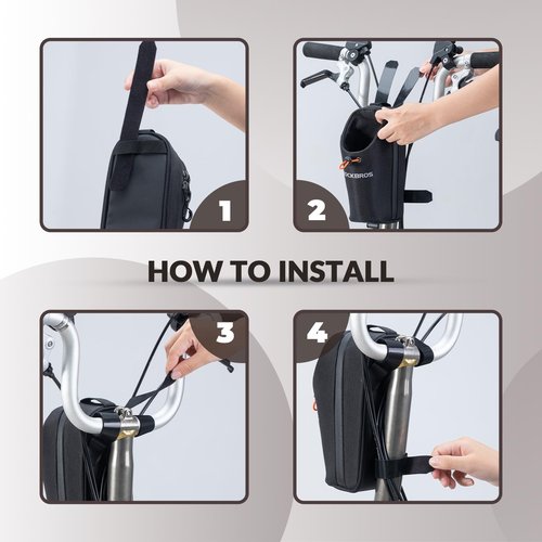 ROCKBROS Electric Scooter Bag Bike Frame Bag Bicycle Water Bottle Bag 1.5L Large Capacity Quick Installation for Mountain Bikes E-Scooters and Folding Bikes