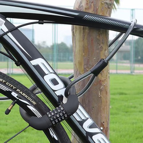 Cable Lock,4 ft Steel Security Cable with Alloy Combination Cable Lock,Heavy Duty Anti-Theft Chain Lock for Motorcycles,Bike,Gates,Outdoor Furniture - with Easy Locking-Mechanism