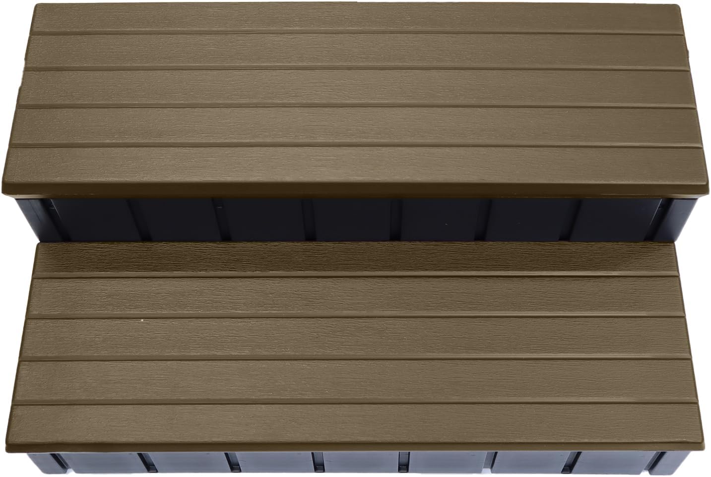 Confer Plastics Two Tier 36" Wide Deluxe Hot Tub Step. Non-Skid Spa Steps, Easy Installation, Sturdy, Long Lasting Upgrade to Your Space. Proudly Made in USA. - Espresso