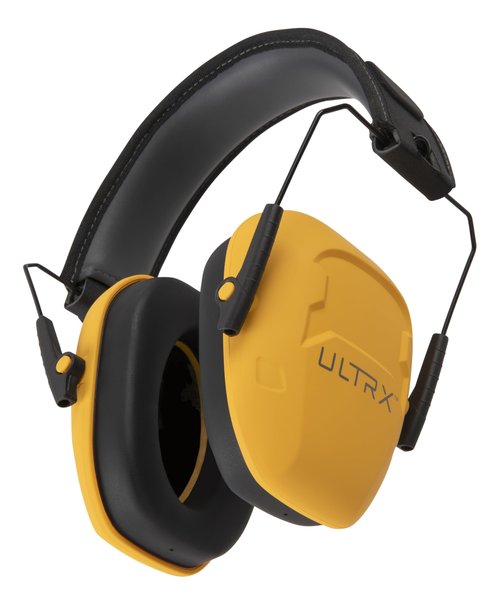 ULTRX NEW Shield Passive Earmuff – Slim Hearing Protection for Shooting, Yardwork, Construction, Woodworking - Yellow