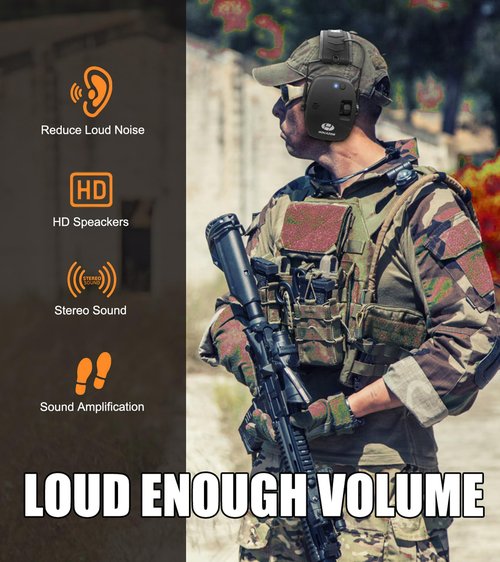 Hocazor Upgrade Bluetooth 5.4 Shooting Ear Protection with Sound Amplify Electronic Digital Safety Ear Muffs Slim Hearing Protector for Shooting Hunting Gun Range (Black)