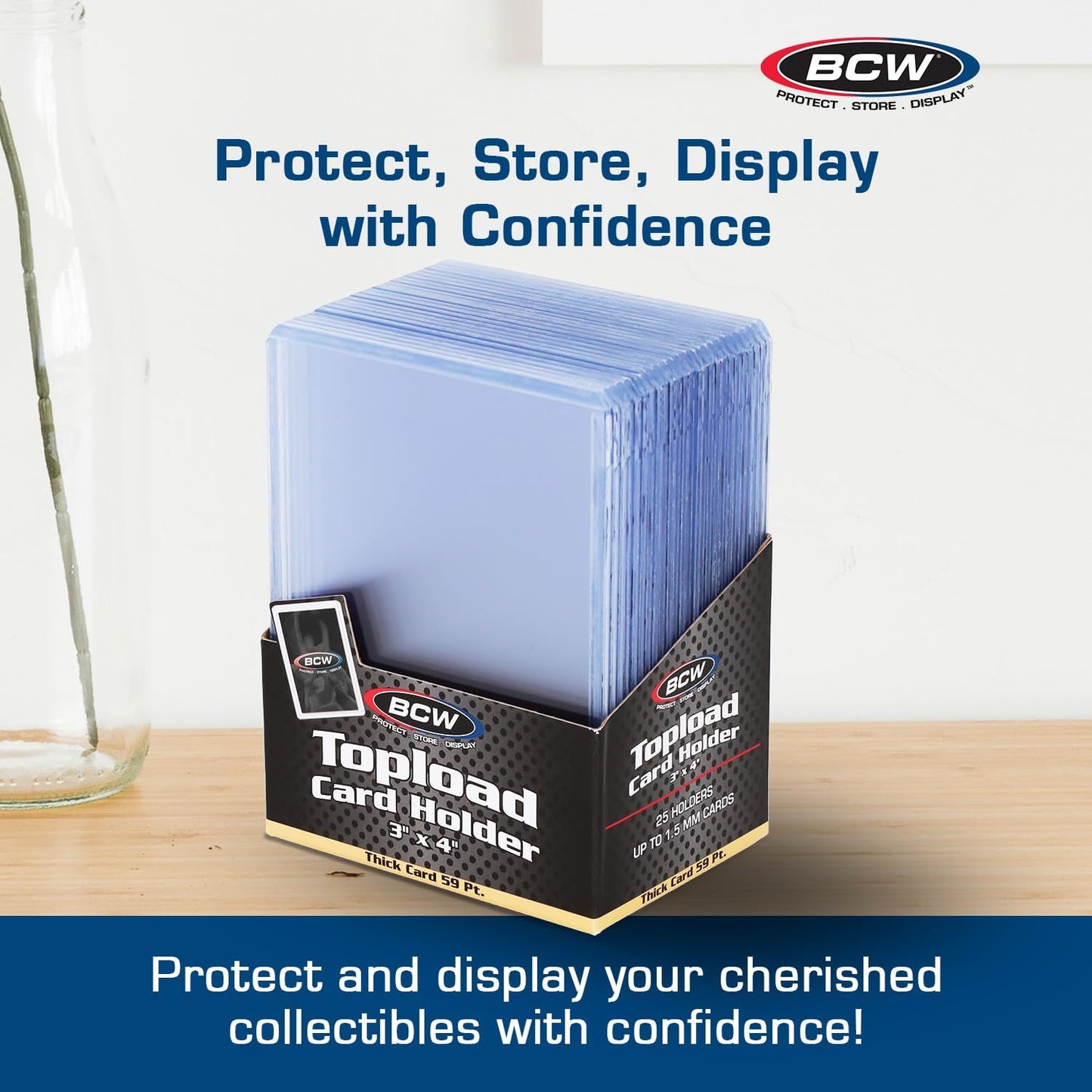 BCW 108 PT. Thick Card Topload Holder - Pack of 1 | Durable Rigid PVC Toploader | Toploaders for Memorabilia, Jersey, Patch, and Relic Cards
