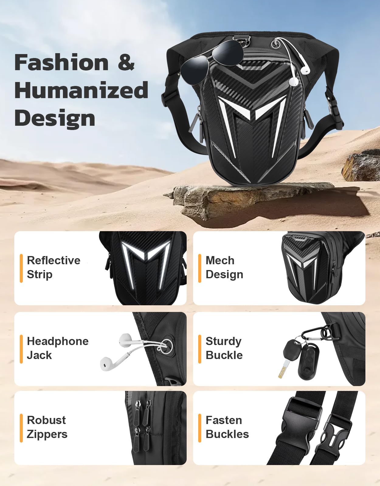 iBytoc Thigh Bag with Leg Strap, Motorcycle Leg Bag Water-Resistant, Drop Leg Bag for Men Women, Sturdy EVA Pack Pocket, Expandable Storage Pocket for Cycling Hiking Climbing Fishing