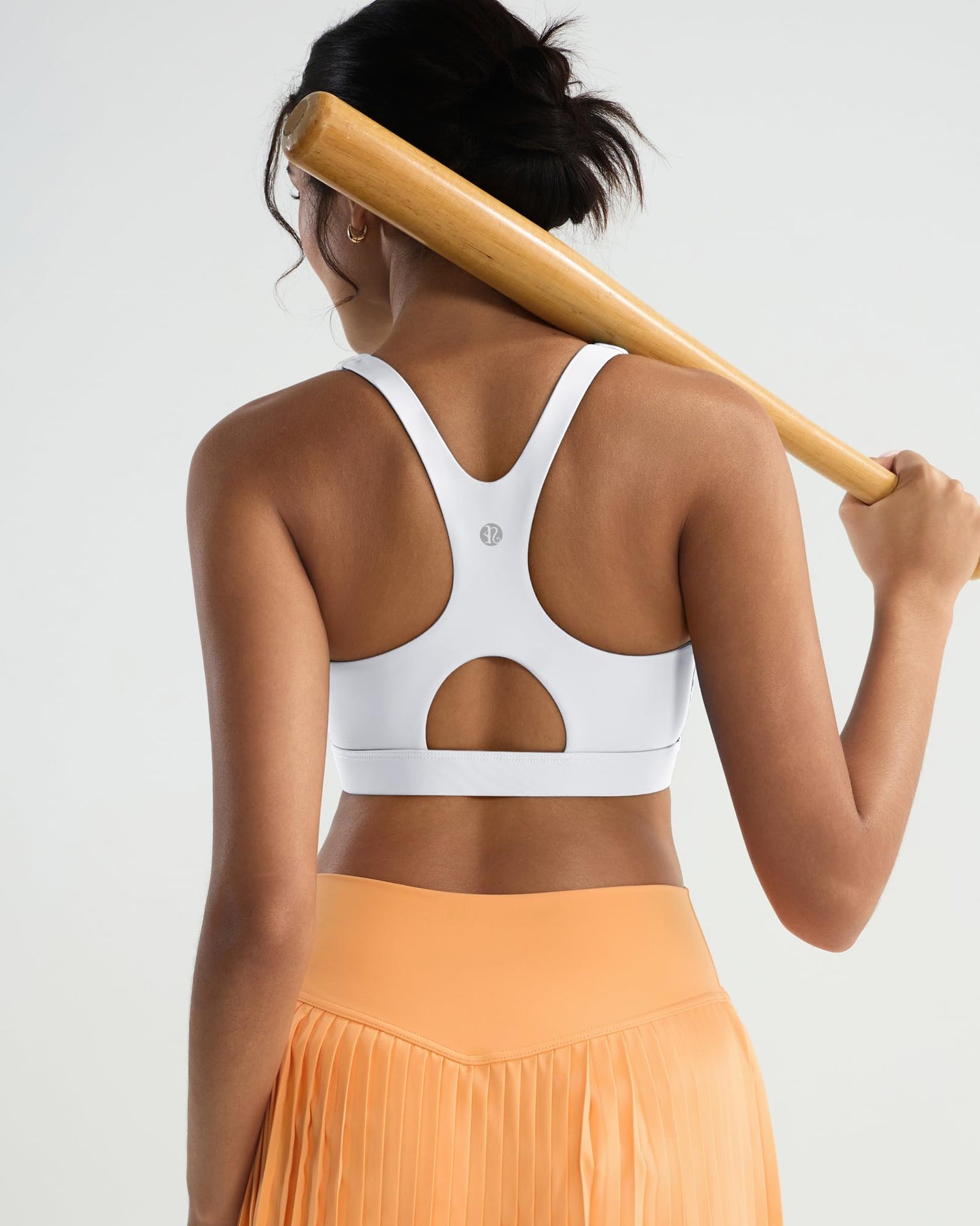 RUNNING GIRL Sports Bras for Women High Support,Racerback High Impact White Sports Bra Moulded Cup Workout Bra Push up(WX3047 White L)
