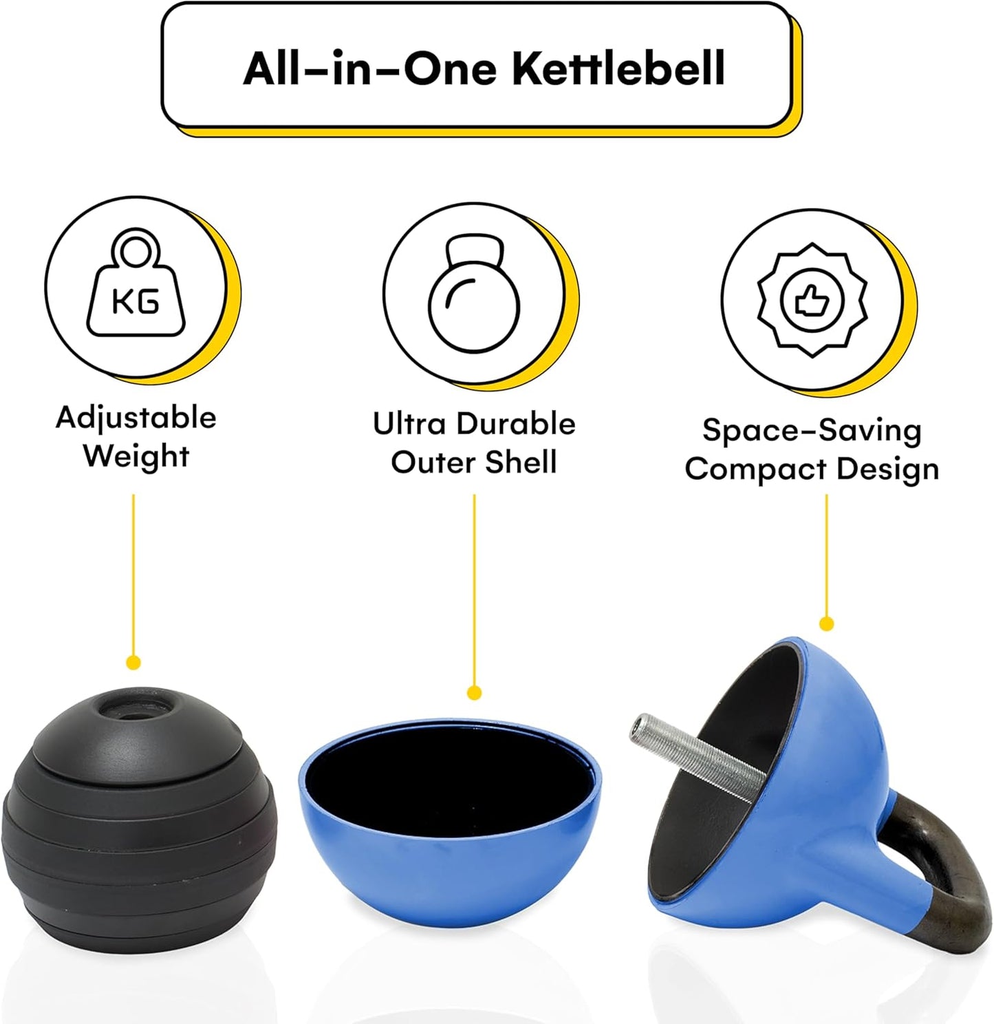 Adjustable Kettlebell Set 26-70 lb - Strength Training with Secure Lock & Durable Steel