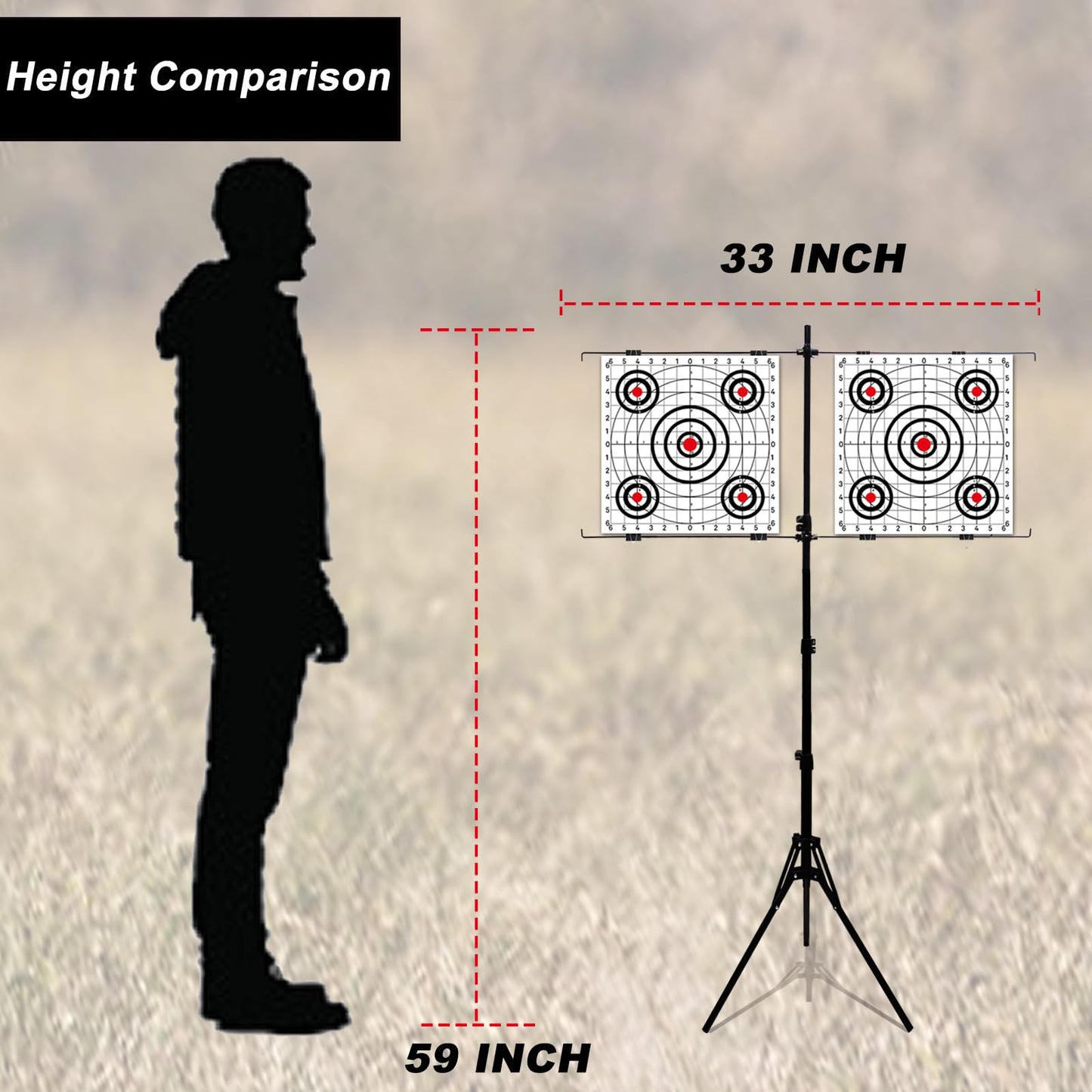 Atflbox Adjustable Paper Target Holder with 10pcs Target Papers for Outdoor, Paper Targets Stand for BB Gun, Airsoft, Airgun Backyard Shooting Practice