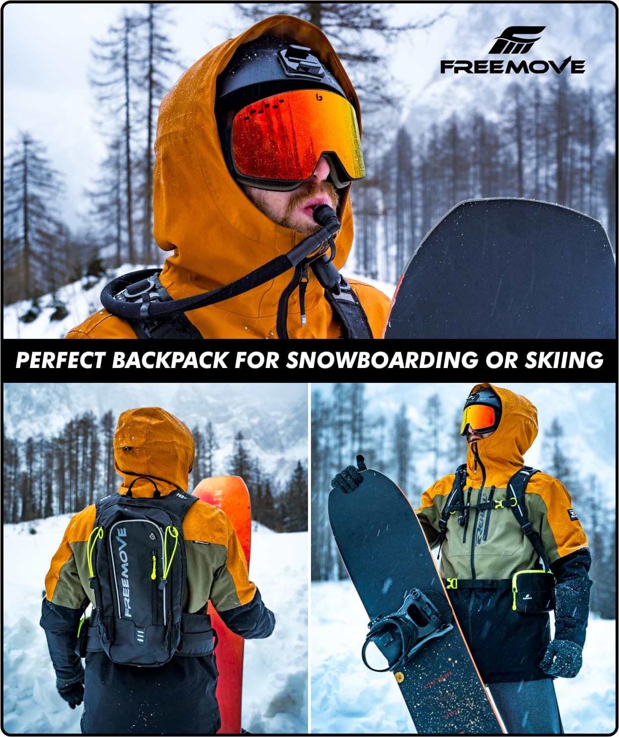 FREEMOVE Hydration Water Backpack 3in1 with 2L Bladder & Insulated Backpack Cooler Bag - a Complete Hydration Solution - Ideal Hydro Camel Back Pack for Hiking, Biking, Running, Cycling, MTB & Rave