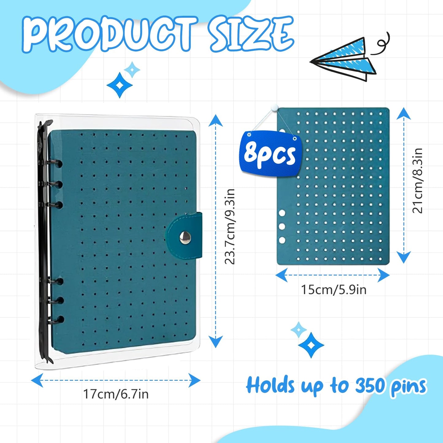 350 Pin Enamel Pin Display Binder, Clear PVC Cover Enamel Display Book Easy to Display and Trade Pins Enamel Pin Display Bag Holder for Pin Enthusiast 9.2inx6.7in (Green)