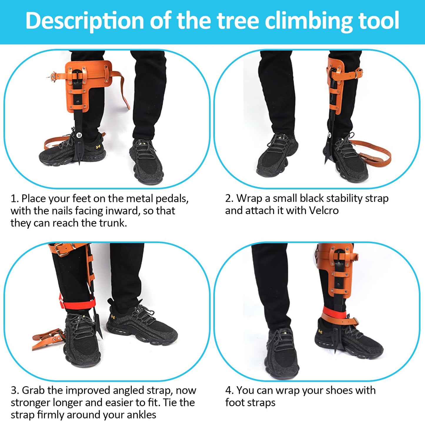 Gdsinstna Tree Climbing Spikes, Tree Climbing Gear Set, Tree Climbing Equipment with Adjustable Climbing Straps and Steel Core Flip Line, Rock Climbing Kit with Triple Lock Lanyard Adjuster