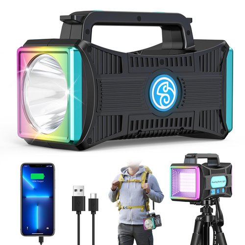 Rechargeable Flashlight, LED Spotlight Flashlight 15000 Capacity Extra Large Lumens Ultra-Long Standby UV Flashlight Blacklight Waterproof with USB Output as a Power Bank