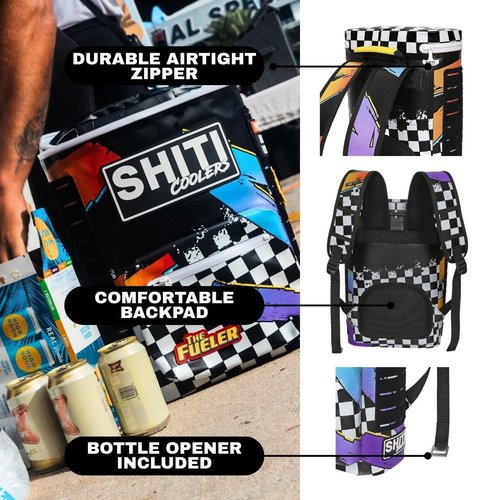 SHITI Coolers Cooler Backpack for Camping, Travel, Beach, Soft Lunch Box for Food, Drinks & Ice, Portable, Waterproof 24 Hr Insulated Bag with Shoulder Straps, Customizable, The Fueler, 15 Cans