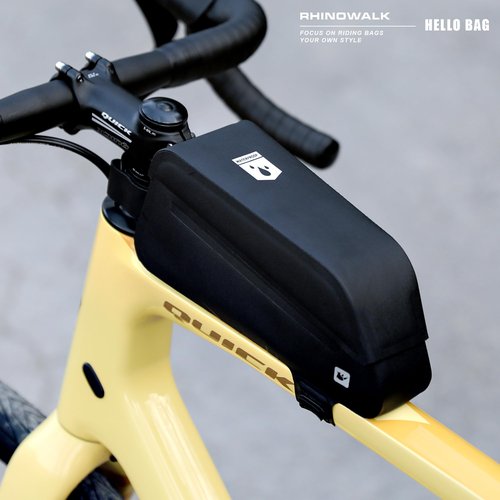 Rhinowalk Bike Top Tube Bag Bike Frame Bag with Magnetic Flap Fully Waterproof and Stable Bicycle Frame Bag Bicycle Bag Professional Cycling Accessories for Mountain Road Bike-Black