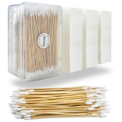 Gun Cleaning Supplies in Storage Box - 600PCS Patches and 200PCS 6" Double-Ended Swabs, 2" x 2" Lint Free Gun Cleaning Patches Fit Most Caliber Firearms