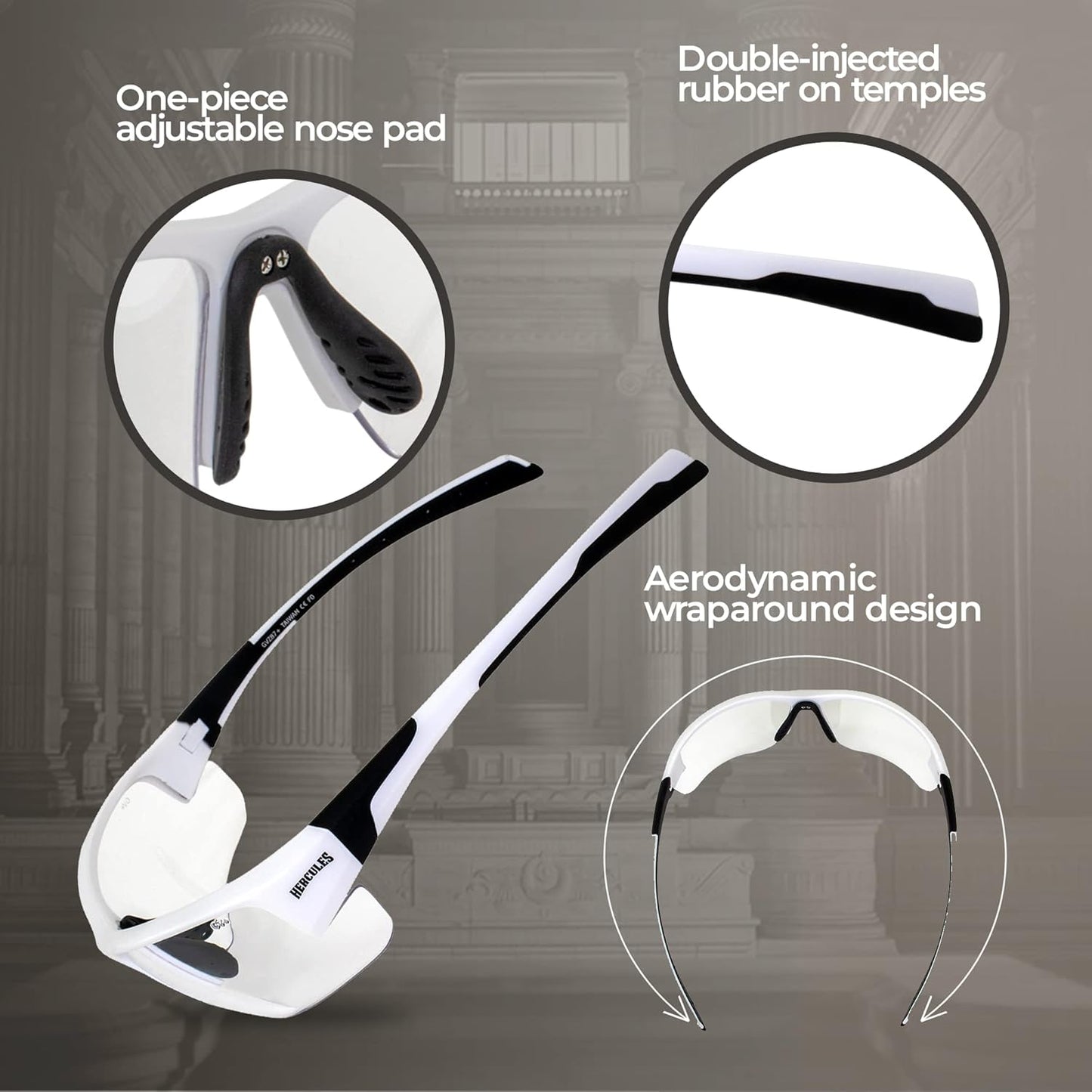 Global Vision Hercules 7 Auto-Darkening Photochromic Safety Sunglasses Clear to Smoke Lens ANSI Z87.1 Transitional Glasses