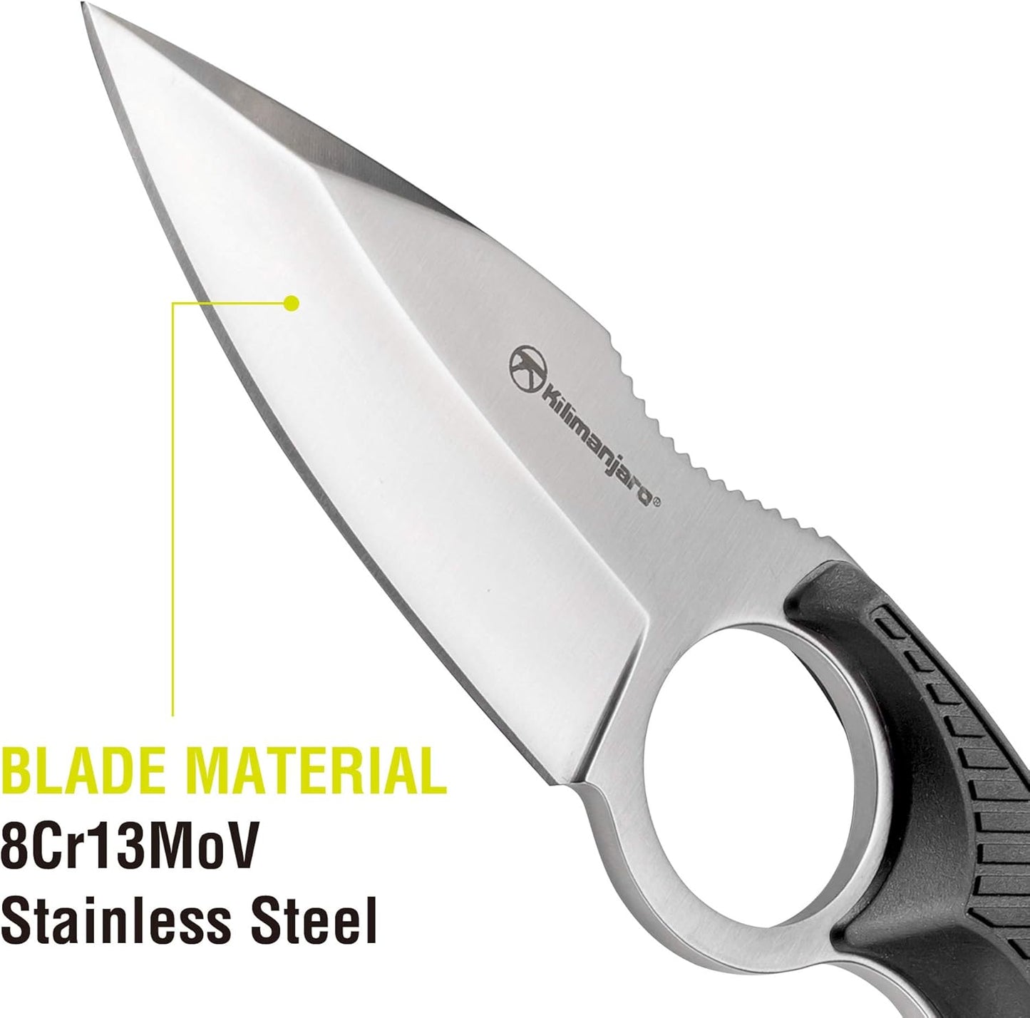 Kilimanjaro 910106 Men's Stretta Tactical Neck Knife - with 6.4-inch overall length, 8Cr13MoV Stainless Steel 3.2-inch Blade, Formed Sheath and carry chained included